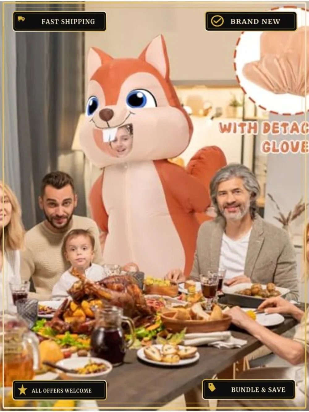 Kids Inflatable Squirrel Costume Blow Up Suit for Halloween Christmas